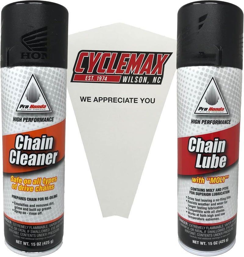 CYCLEMAX Maintenance Kit compatible with All Model Years Chain Driven Motorcycles Honda Pro Chain Lube 15oz and Chain Cleaner 15oz - Image 1